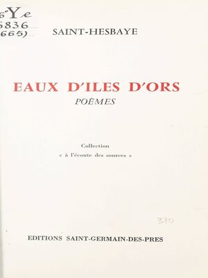 cover image of Eaux d'îles d'ors